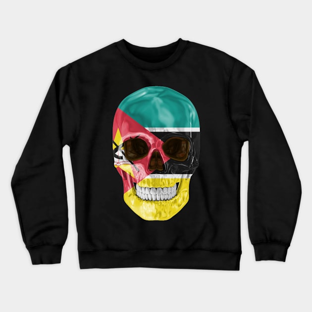 Mozambique Flag Skull - Gift for Mozambican With Roots From Mozambique Crewneck Sweatshirt by Country Flags